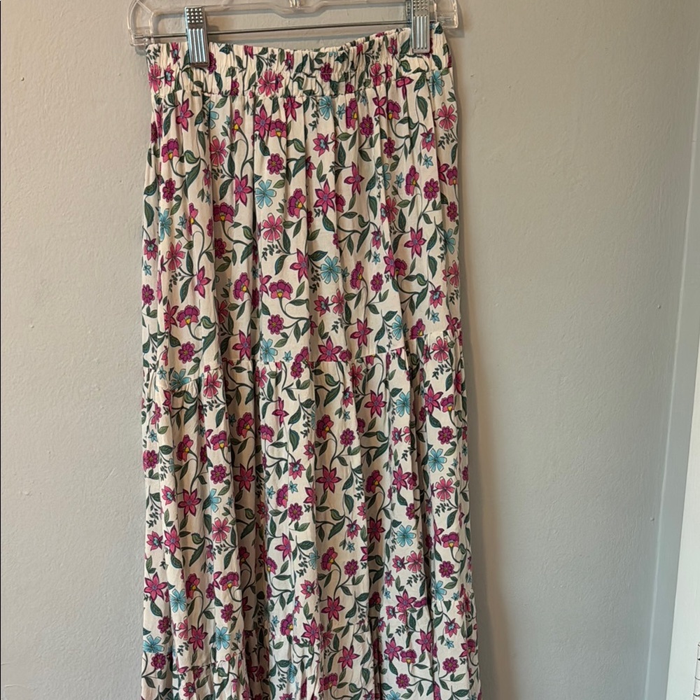 Floral Maxi Skirt - Cream and Pink